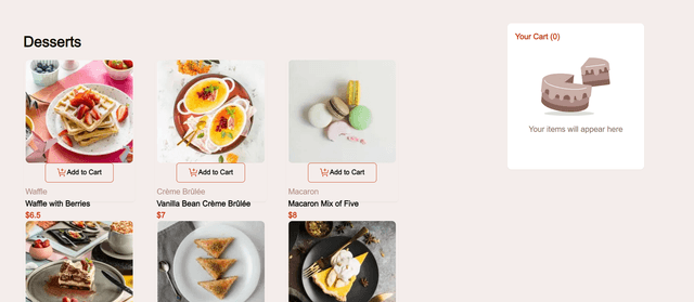 E-Commerce Product List with Cart